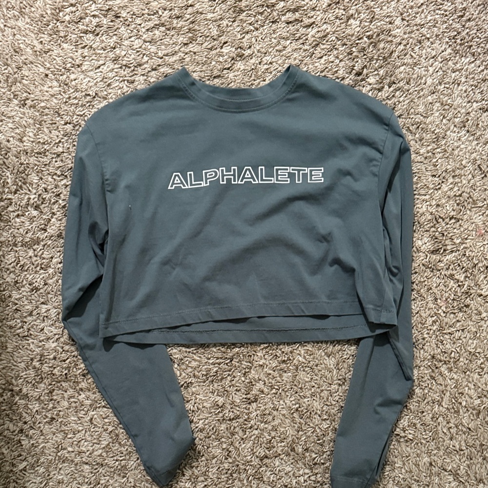 Alphalete Light Gray Long Sleeve Crop Top